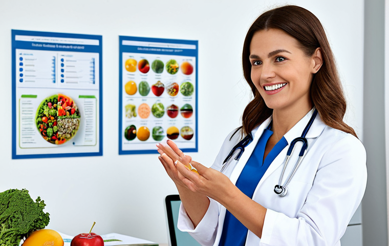 영양사 취업 시 필요한 스킬 - Empathetic Nutritionist**

A caring, fully clothed female nutritionist in a bright, modern office, l...