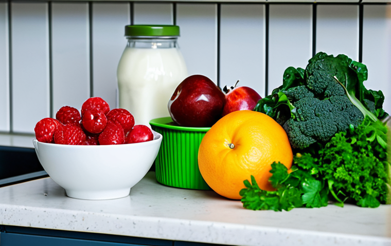 영양사와 건강 식품 추천 - Healthy Food Choices**
"A colorful display of fresh fruits (berries, green leafy vegetables) and na...