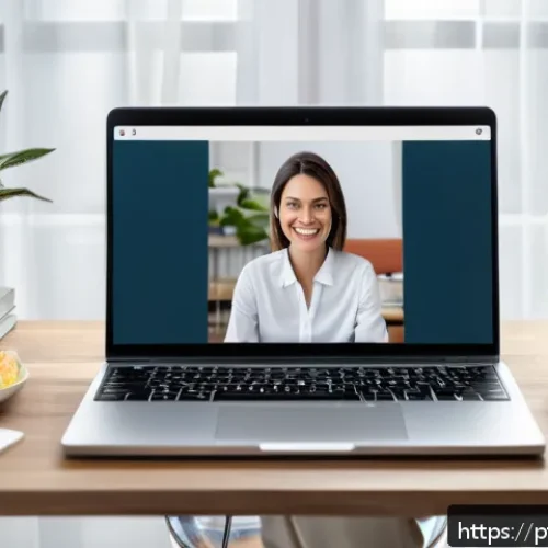 Home 17 영양사 직업 전망 - A professional female nutritionist conducting an online consultation via video call on a modern lapt...
